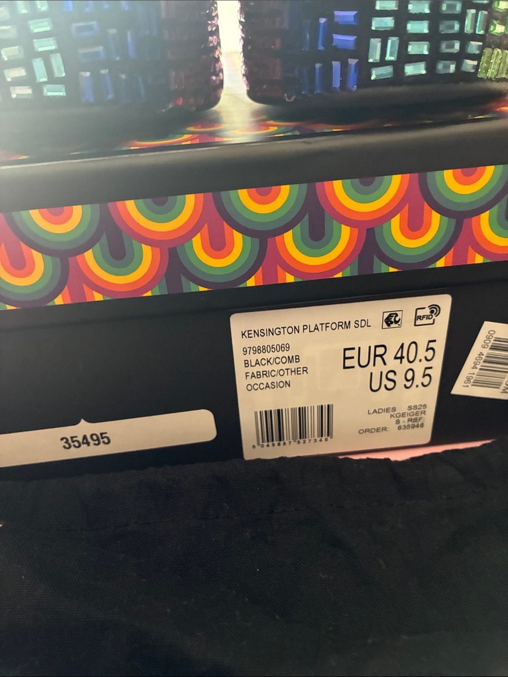 Kurt Geiger kensignton Platform Sandals with Iridescent Rhinestone Heel - Black - Picture 8 of 10